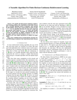 A Tractable Algorithm For Finite-Horizon Continuous Reinforcement
  Learning
