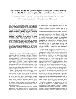 One Size Does Not Fit All: Quantifying and Exposing the Accuracy-Latency
  Trade-off in Machine Learning Cloud Service APIs via Tolerance Tiers
