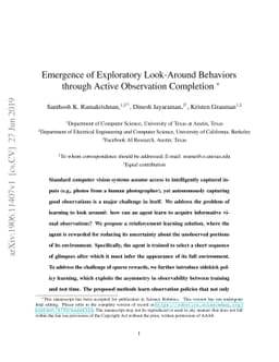 Emergence of Exploratory Look-Around Behaviors through Active
  Observation Completion