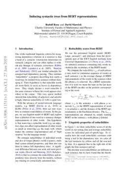 Inducing Syntactic Trees from BERT Representations