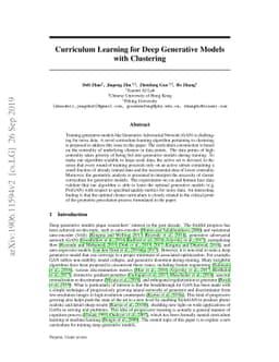 Curriculum Learning for Deep Generative Models with Clustering