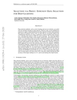 Selection via Proxy: Efficient Data Selection for Deep Learning