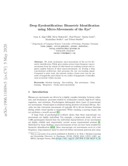 Deep Eyedentification: Biometric Identification using Micro-Movements of
  the Eye