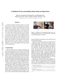 A database for face presentation attack using wax figure faces