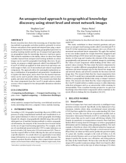 An unsupervised approach to Geographical Knowledge Discovery using
  street level and street network images