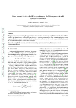 Error bounds for deep ReLU networks using the Kolmogorov--Arnold
  superposition theorem