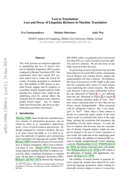 Lost in Translation: Loss and Decay of Linguistic Richness in Machine
  Translation