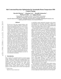 Safe Contextual Bayesian Optimization for Sustainable Room Temperature
  PID Control Tuning