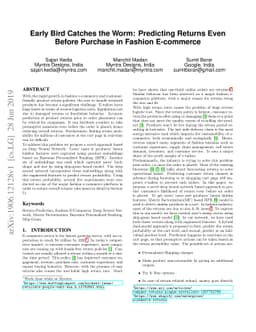 Early Bird Catches the Worm: Predicting Returns Even Before Purchase in
  Fashion E-commerce