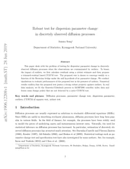 Robust test for dispersion parameter change in discretely observed
  diffusion processes