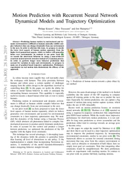Motion Prediction with Recurrent Neural Network Dynamical Models and
  Trajectory Optimization