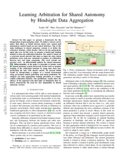 Learning Arbitration for Shared Autonomy by Hindsight Data Aggregation