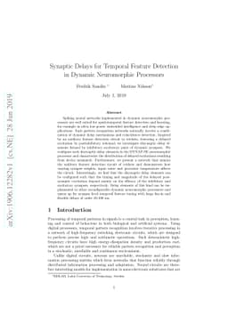 Synaptic Delays for Temporal Feature Detection in Dynamic Neuromorphic
  Processors