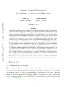 Adaptive Sequential Experiments with Unknown Information Arrival
  Processes