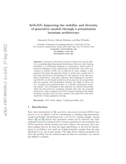 SetGAN: Improving the stability and diversity of generative models
  through a permutation invariant architecture