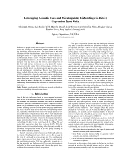 Leveraging Acoustic Cues and Paralinguistic Embeddings to Detect
  Expression from Voice