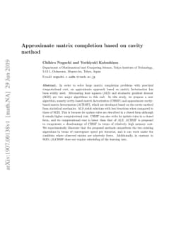 Approximate matrix completion based on cavity method