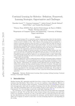 Continual Learning for Robotics: Definition, Framework, Learning
  Strategies, Opportunities and Challenges