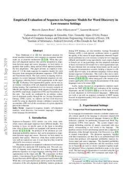 Empirical Evaluation of Sequence-to-Sequence Models for Word Discovery
  in Low-resource Settings