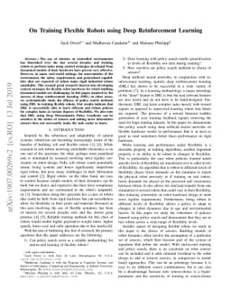 On Training Flexible Robots using Deep Reinforcement Learning