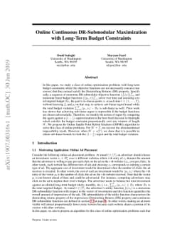 Online Continuous DR-Submodular Maximization with Long-Term Budget
  Constraints