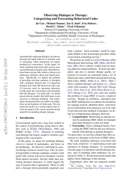 Observing Dialogue in Therapy: Categorizing and Forecasting Behavioral
  Codes