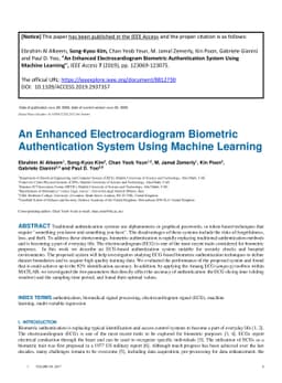 An Enhanced Electrocardiogram Biometric Authentication System Using
  Machine Learning