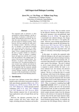 Self-Supervised Dialogue Learning