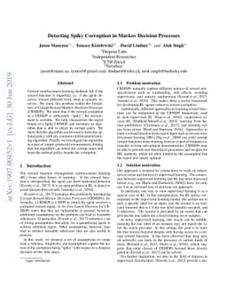 Detecting Spiky Corruption in Markov Decision Processes