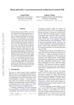 Merge and Label: A novel neural network architecture for nested NER
