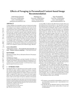 Effects of Foraging in Personalized Content-based Image Recommendation