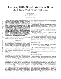 Improving LSTM Neural Networks for Better Short-Term Wind Power
  Predictions