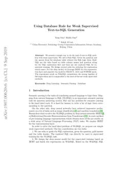 Using Database Rule for Weak Supervised Text-to-SQL Generation
