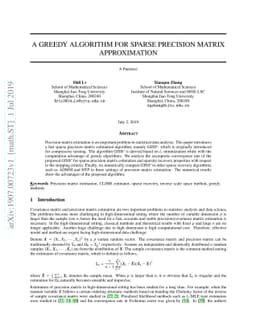 A greedy algorithm for sparse precision matrix approximation