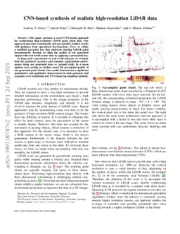 CNN-based synthesis of realistic high-resolution LiDAR data