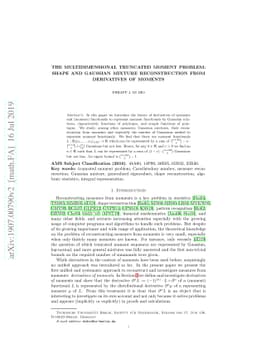 The multidimensional truncated Moment Problem: Shape and Gaussian
  Mixture Reconstruction from Derivatives of Moments