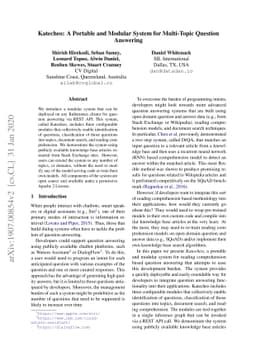 Katecheo: A Portable and Modular System for Multi-Topic Question
  Answering