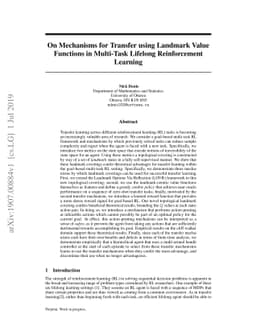 On mechanisms for transfer using landmark value functions in multi-task
  lifelong reinforcement learning