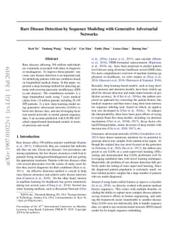 Rare Disease Detection by Sequence Modeling with Generative Adversarial
  Networks