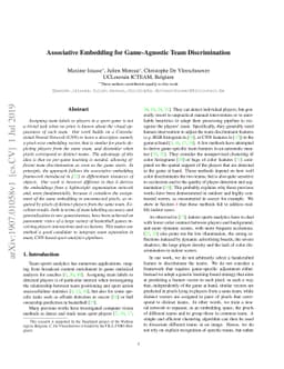 Associative Embedding for Game-Agnostic Team Discrimination