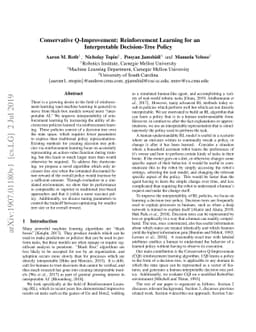 Conservative Q-Improvement: Reinforcement Learning for an Interpretable
  Decision-Tree Policy