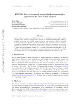 FRODO: Free rejection of out-of-distribution samples: application to
  chest x-ray analysis