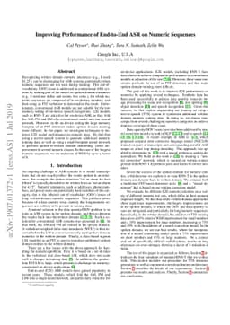 Improving Performance of End-to-End ASR on Numeric Sequences