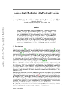 Augmenting Self-attention with Persistent Memory