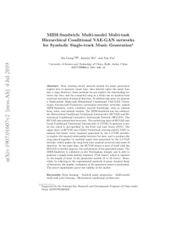 MIDI-Sandwich: Multi-model Multi-task Hierarchical Conditional VAE-GAN
  networks for Symbolic Single-track Music Generation
