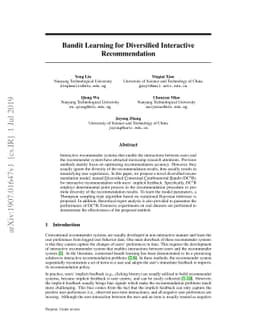 Bandit Learning for Diversified Interactive Recommendation