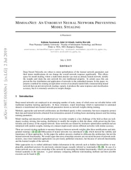 MimosaNet: An Unrobust Neural Network Preventing Model Stealing