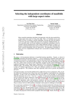 Selecting the independent coordinates of manifolds with large aspect
  ratios