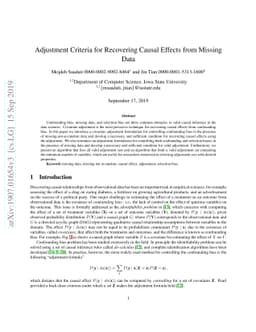 Adjustment Criteria for Recovering Causal Effects from Missing Data