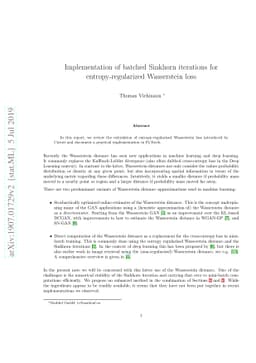 Implementation of batched Sinkhorn iterations for entropy-regularized
  Wasserstein loss